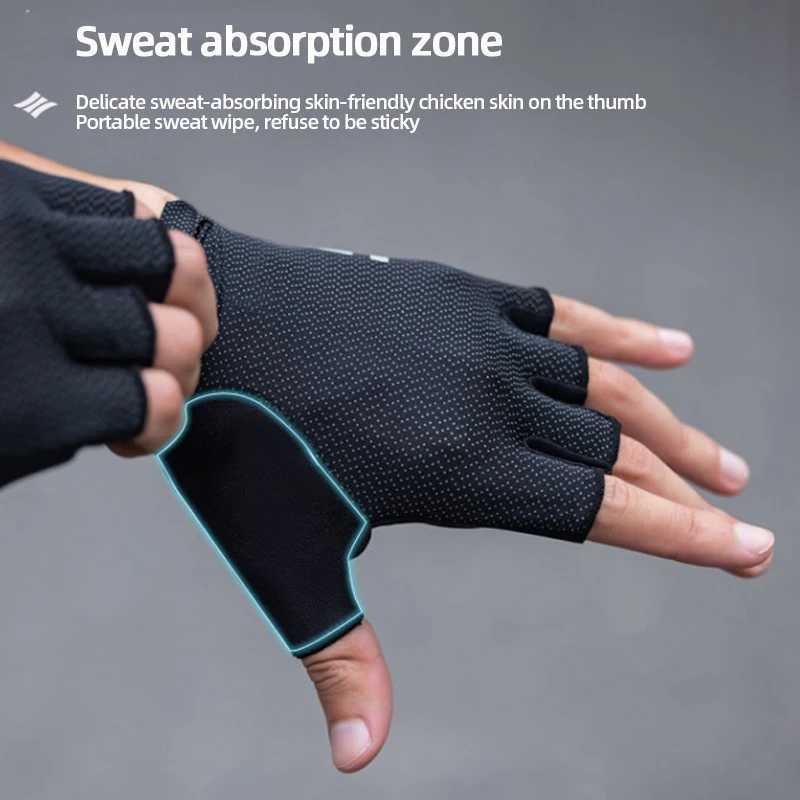 SANTIC Mens Cycling Glove Porous Breathable Bike Fingerless Gloves High-elastic Cushioning Sports Gloves Bicycle AccessoriesC250412