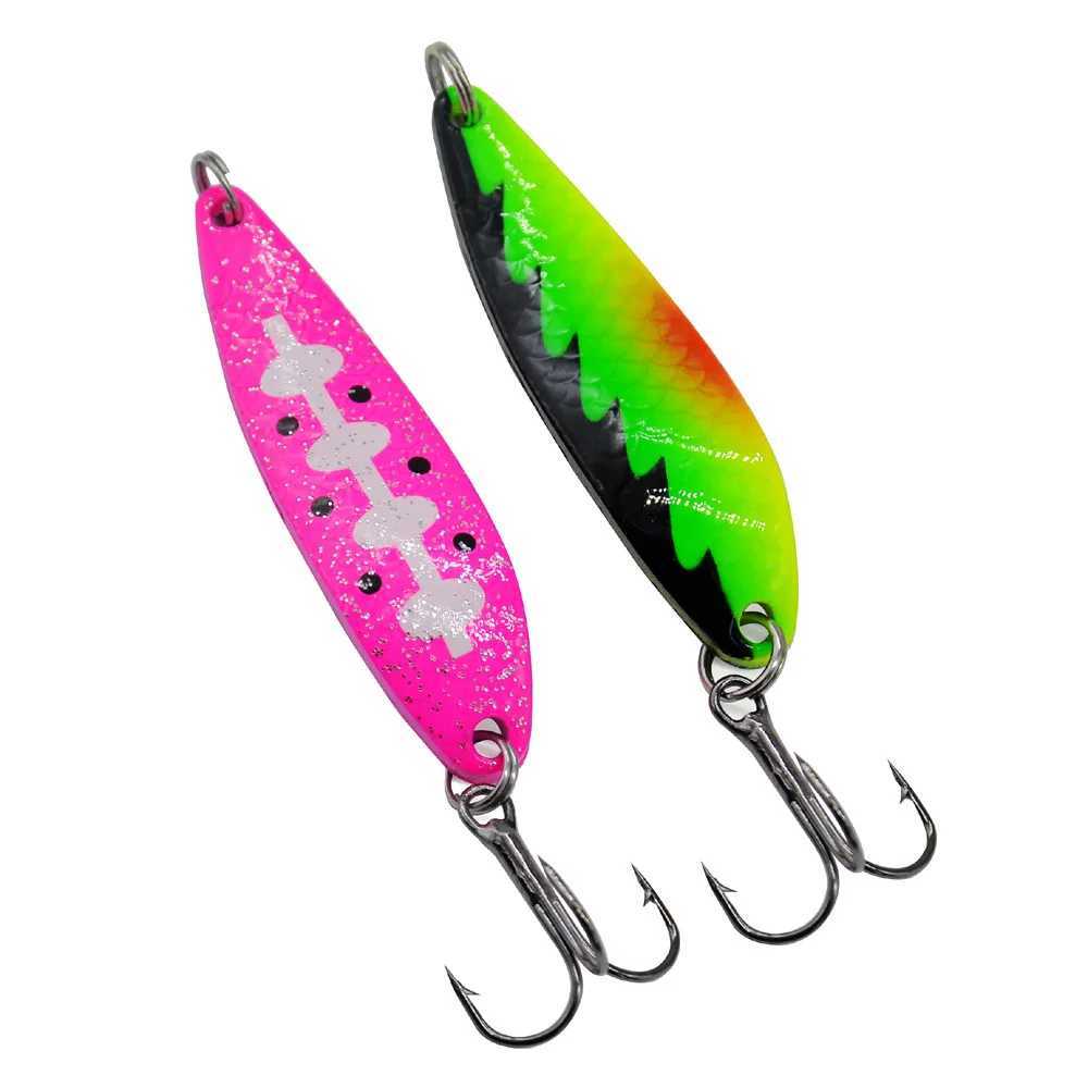 Fishing Lure Nice Color Spoons Curve Surface Rotation Sequins 10g 5.1cm Artificial Metal Lures Hard Bait Lot 2 Pieces SALE Z250411