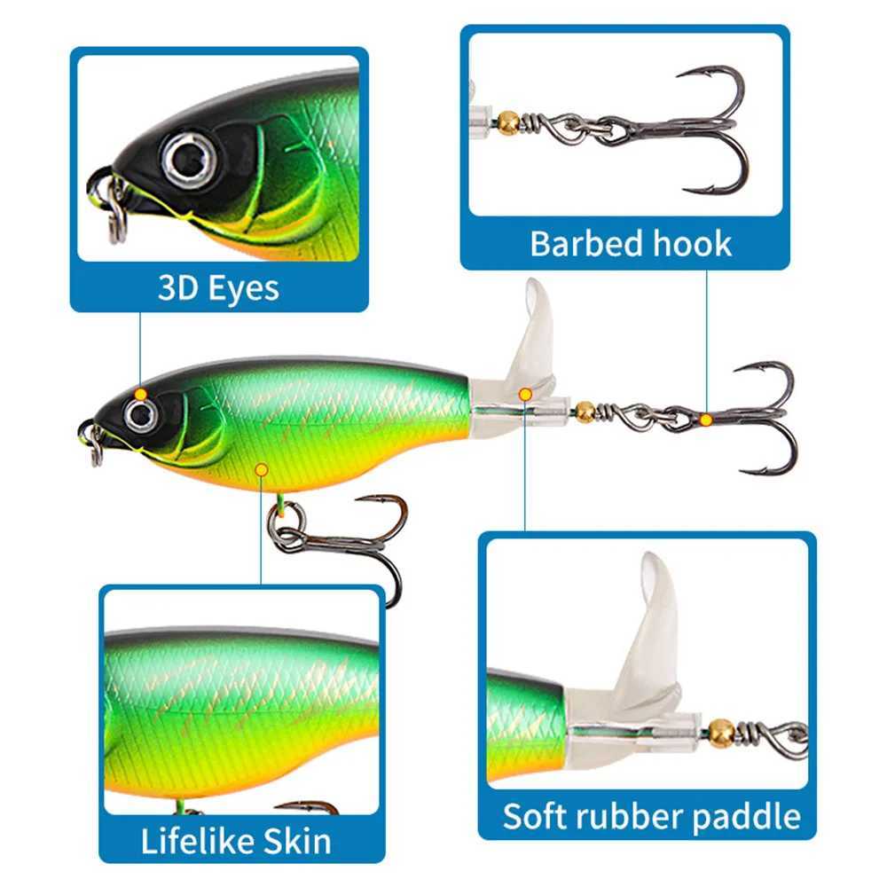 1Pcs Topwater Whopper Plopper Fishing Lure 6g/10g Trolling Catfish Artificial Hard Bait with Soft Rotating Tail Fishing Tackle Z250411