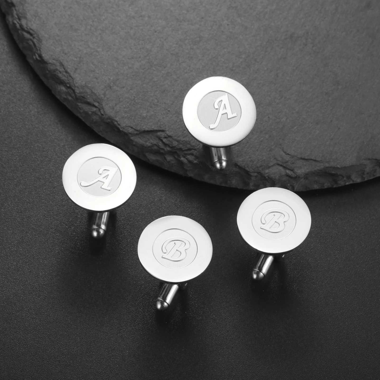 Cazador A-Z Initial Letter Cufflinks Mens Shirt 26 Letter Round Pendant Accessories Wholesale Wedding Groom Gifts 2025 NewT250412