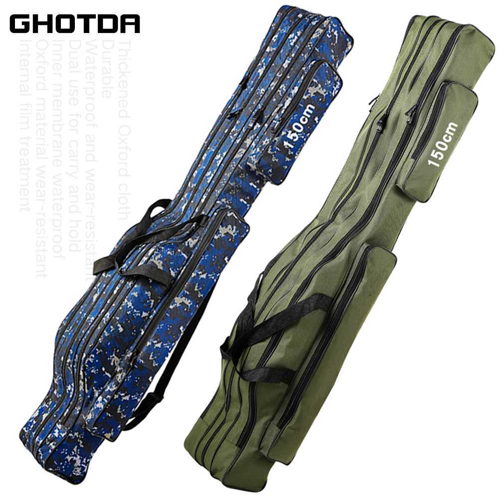 150/130/120/110CM Collapsible Oxford Cloth Fishing Rod Zipped Case Fishing Tackle Bags Storage Pouch Holder for Fishing 2/3Layer Z250411