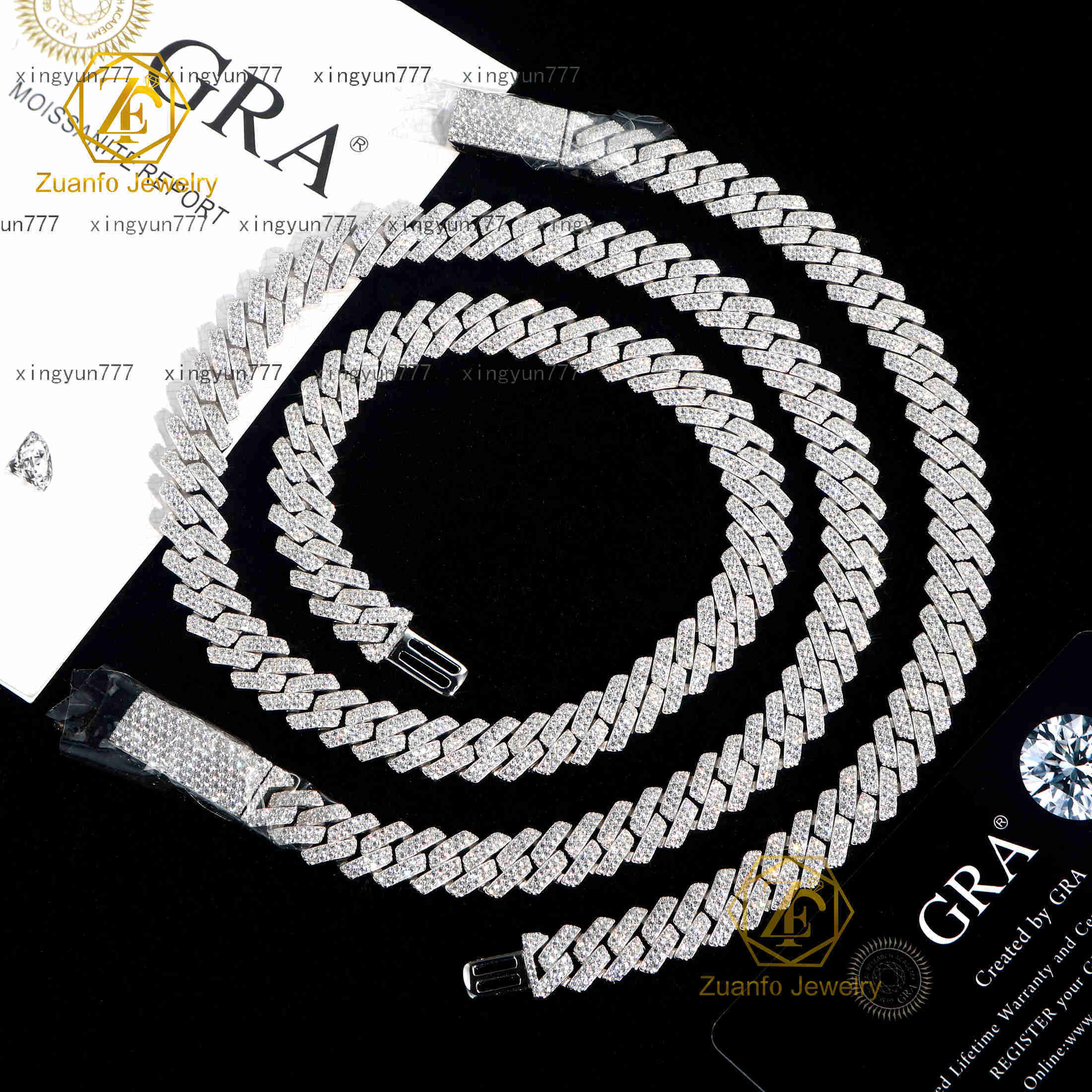 20mm Cuban Link Chain 925 Sterling Silver D VVS Moissanite Iced Out with Rose Yellow Gold Plating Pendant Necklace