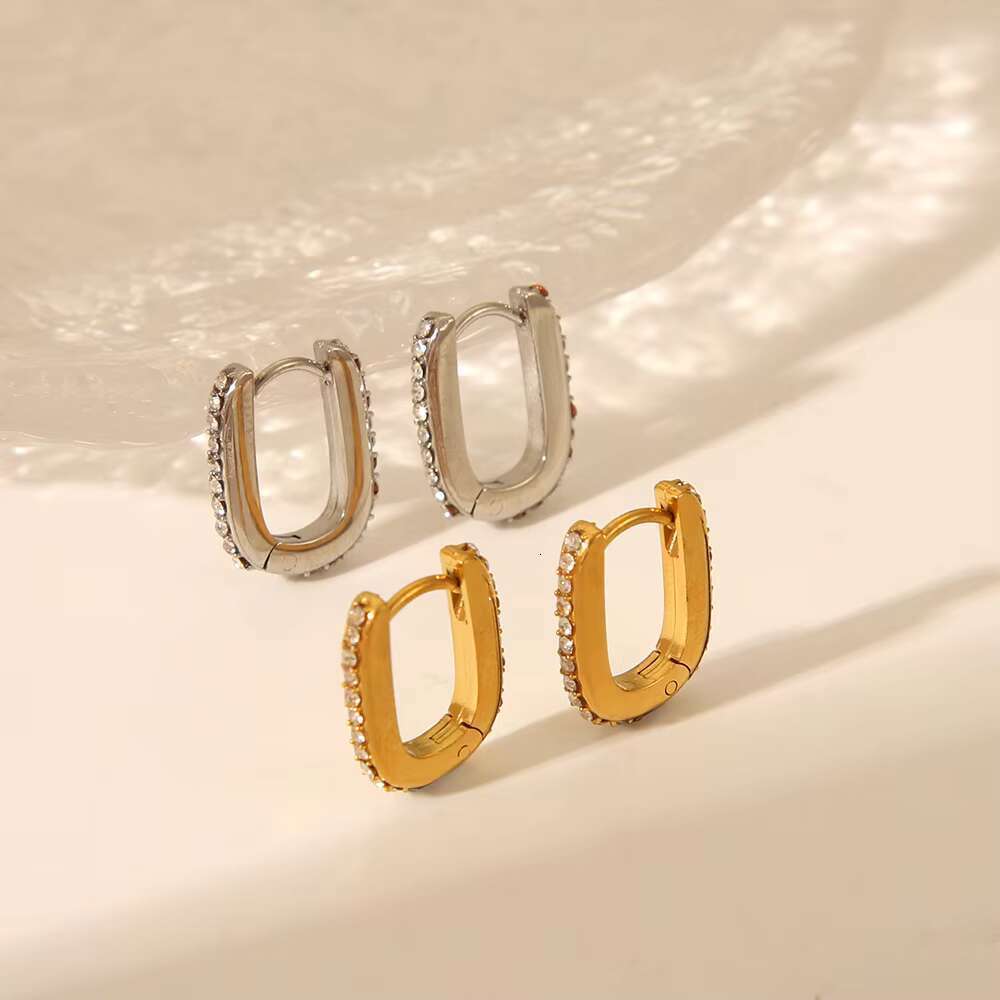 Wholesales Bulk Gold Plated Non Fade Dainty Zircon O-Shaped Stainless Steel Small Hoop Earrings Women Jewelry