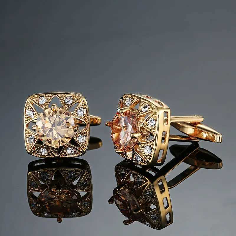DY New High end Luxury Jewelry Brand Blue Rose Large Crystal Cufflinks Mens French Shirts Cufflinks Jewelry WholesaleT250412