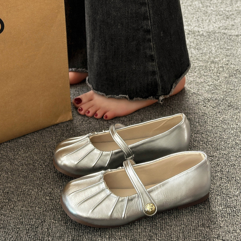 Soft soled sandals free Shipping Flat heeled slippers Round headed slippers Low cut sandals One character strip Wearing travel shoes outside 2025