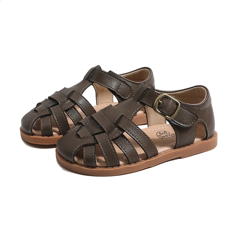 Children Sandals Girls Fashion Rome Braid Geniune Leather Sandals Anti slip soft bottom Summer Shoes Size 22-31 250411