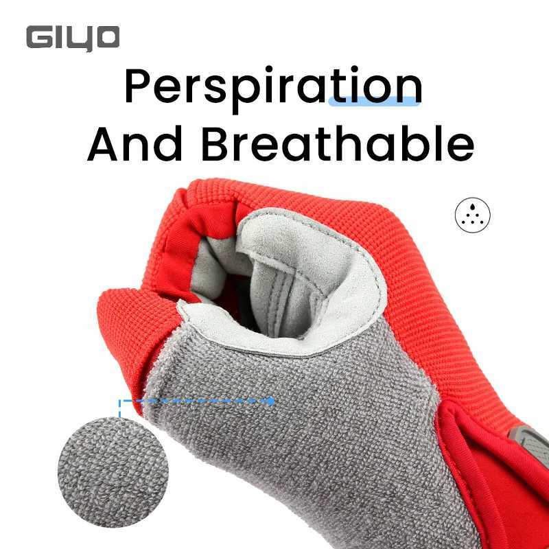 GIYO Wear-resistant Cycling Gloves Touch-Screen Lycra Breathable Anti-Slip Full Finger Gloves Sport Mittens Tactical Bike GlovesC250412