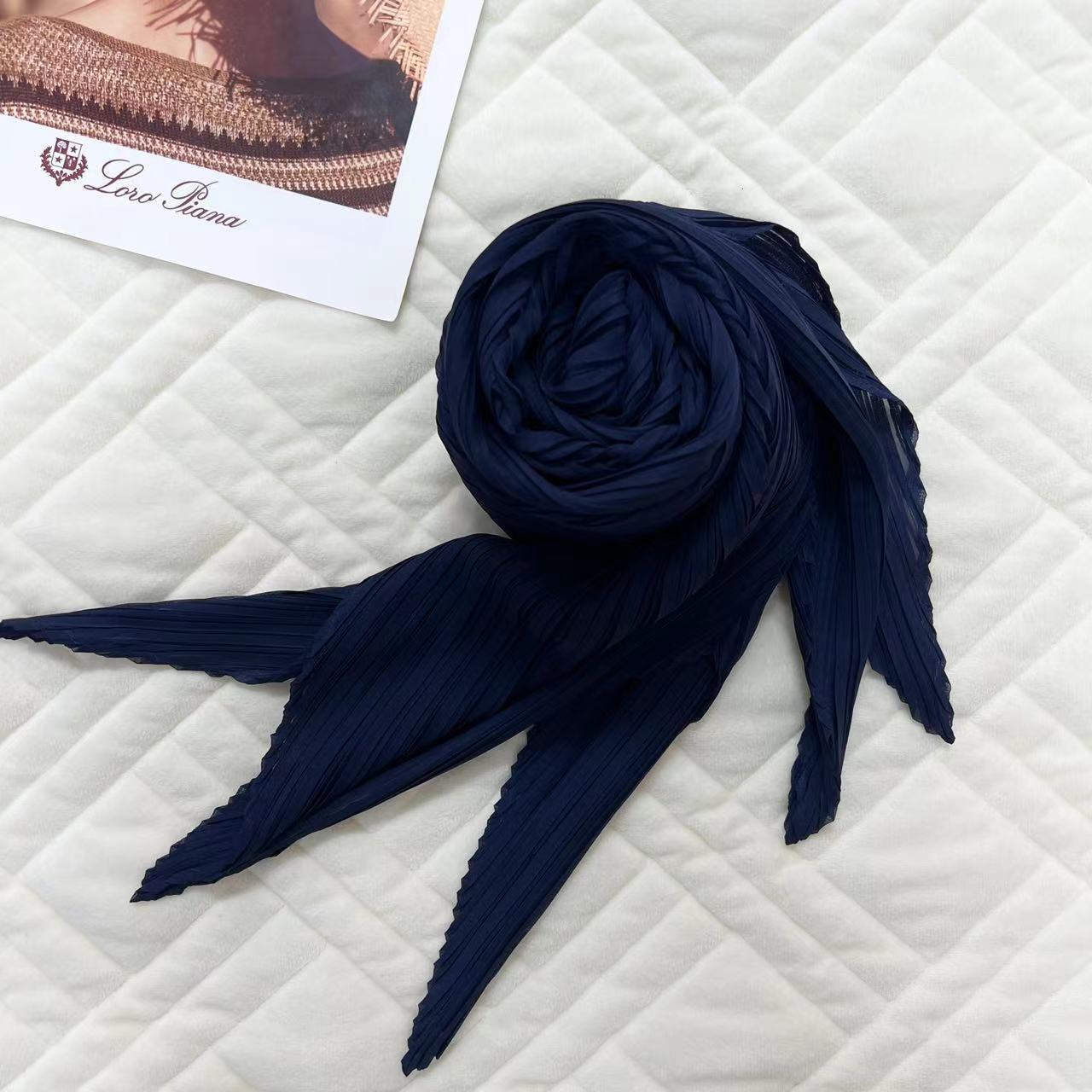 Miyake Pleated Women Scarf Shawl Fabric Korean Fashion Thin Sunscreen Scarf Foulard Femme Luxe Marque Hijabs for Woman 250704