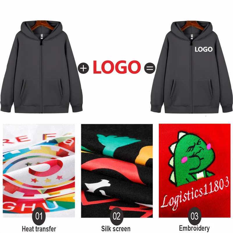 POD customization Winter Cashmere Warm Zipper Hoodie Custom Casual Thick Jacket Embroidery Personalized Design Trendy Sweatshirt PrintingT251112