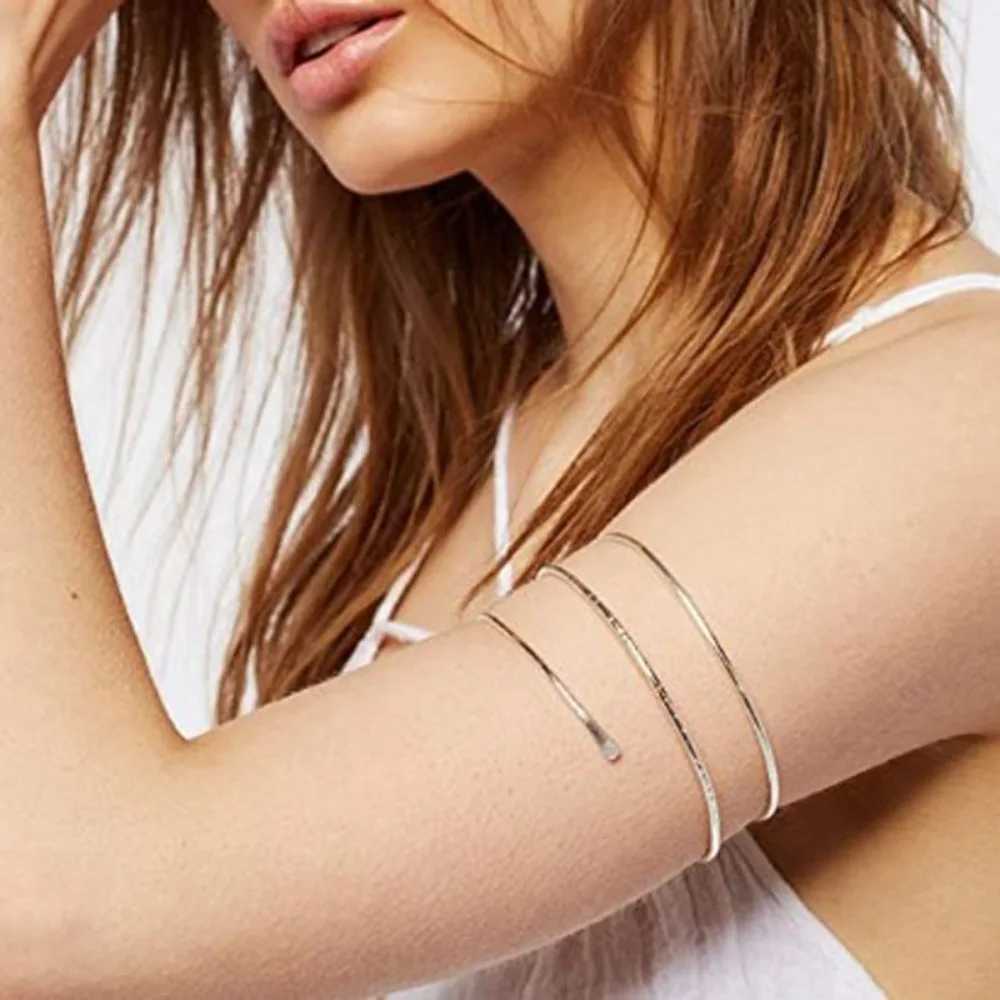 Open Upper Arm Cuff Armband Women Bangle Bracelet Pulseras Acero Inoxidable Para Mujer Stainless Steel Jewerely Joyera Mujer C250411