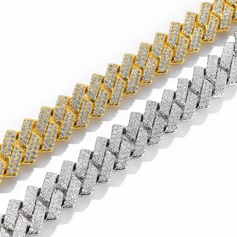 RTS Iced Out Sterg Sier Moissanite k Chains 18 20 Inches D VVS Cuban Chain Necklace for Gift