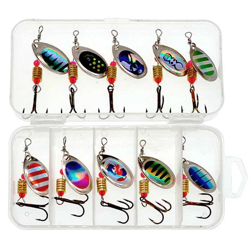 1Set 3.3g Fishing Lure Metal Rotating Sequins Spoon Spinner Hook Artificial Wobbler Hard Bait for Bass Trout Perch Pike Tackle Z250411
