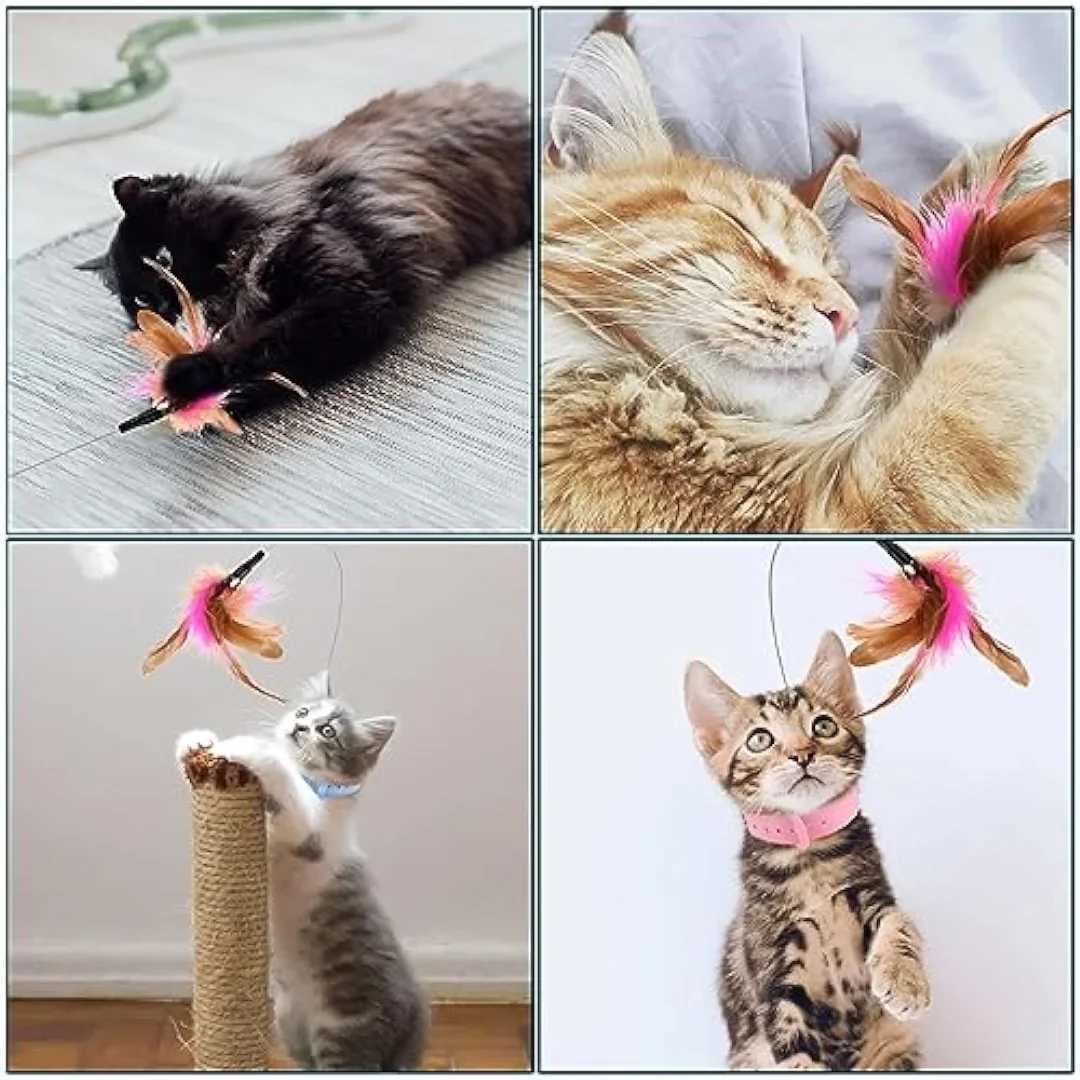 Cat collar toy with bell and interactive teasing toy for cats Y250412