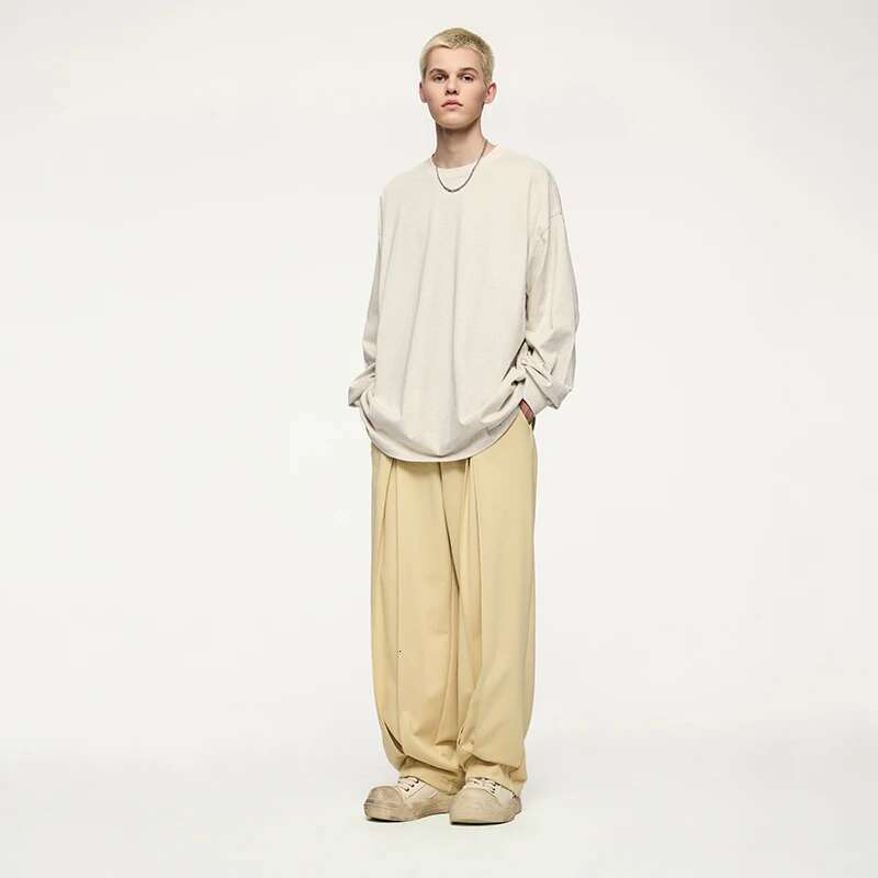 Casual Solid Sweatpants Unisex Oversized Wide Leg Streetwear Loose Straight Pants Mens Trousers