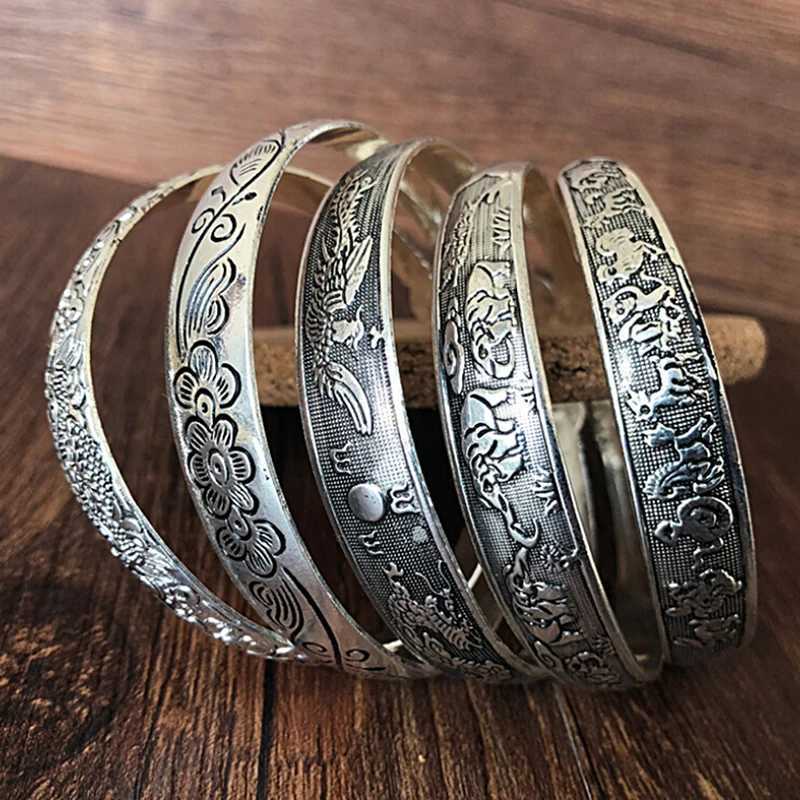 9styles Vintage Silver Bangles Bracelet Antique Tibetan Silver Bracelets For Women Tibetan Silver JewelryC250411