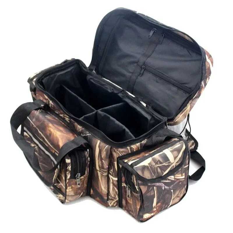 50*30*25cm Waterproof Fishing Bag Nylon Large Capacity Multi-Purpose Fishing Tackle Bag Two-Layer Outdoor Shoulder Bags Z250411