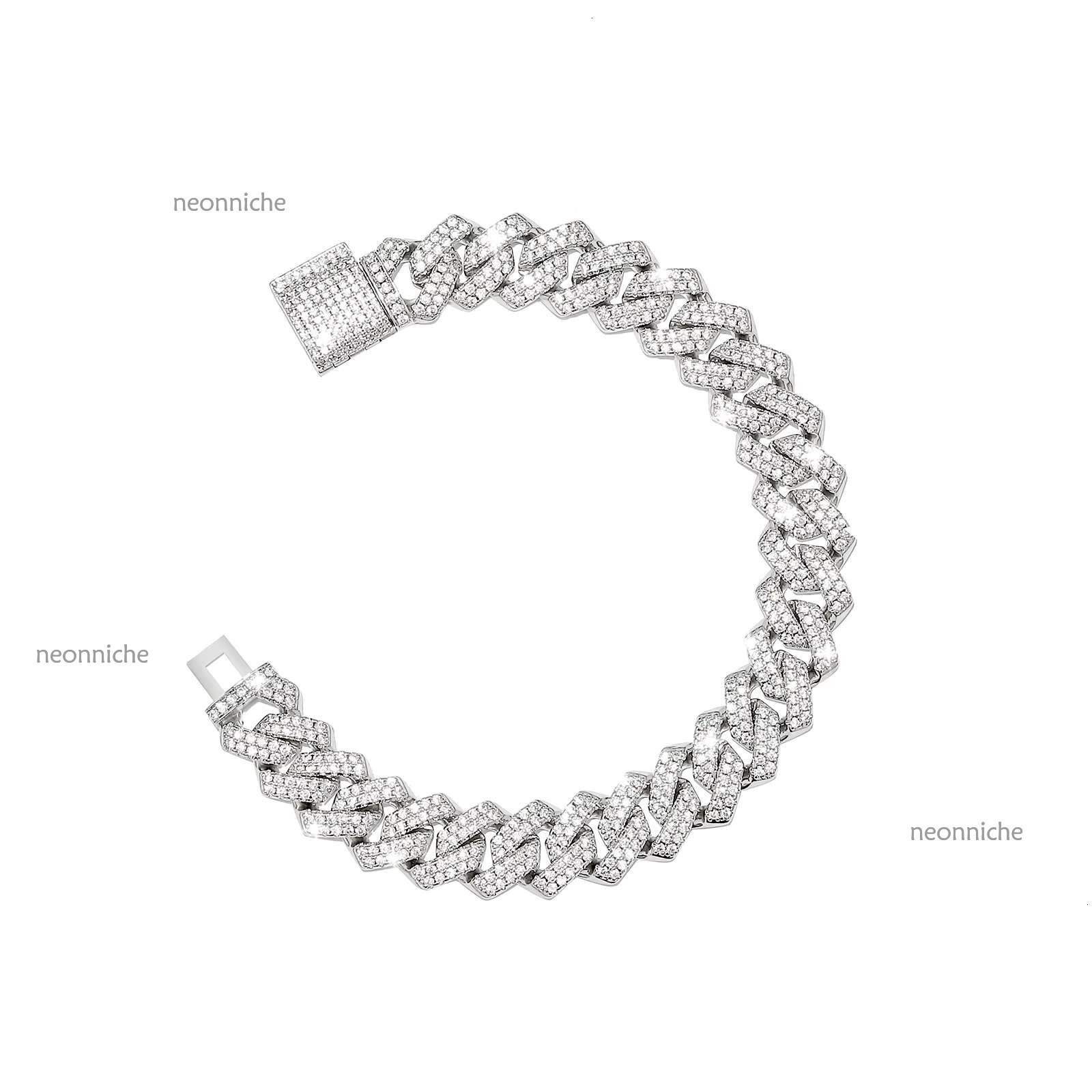 Hip Hop Sier Moissanite k 6-14mm Width VVS RTS Quality Loose Dia Cuban Chain Bracelet