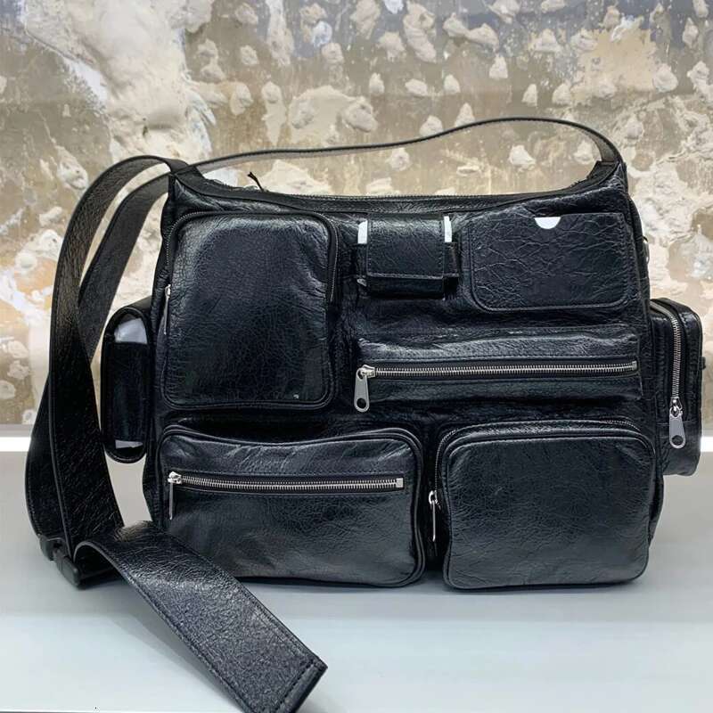 Designer Bag Moto & Biker Square Bags For Women Designer Handbag Purse 2024 New In PU Multiple Pockets Zipper Black Shoulder Crossbody