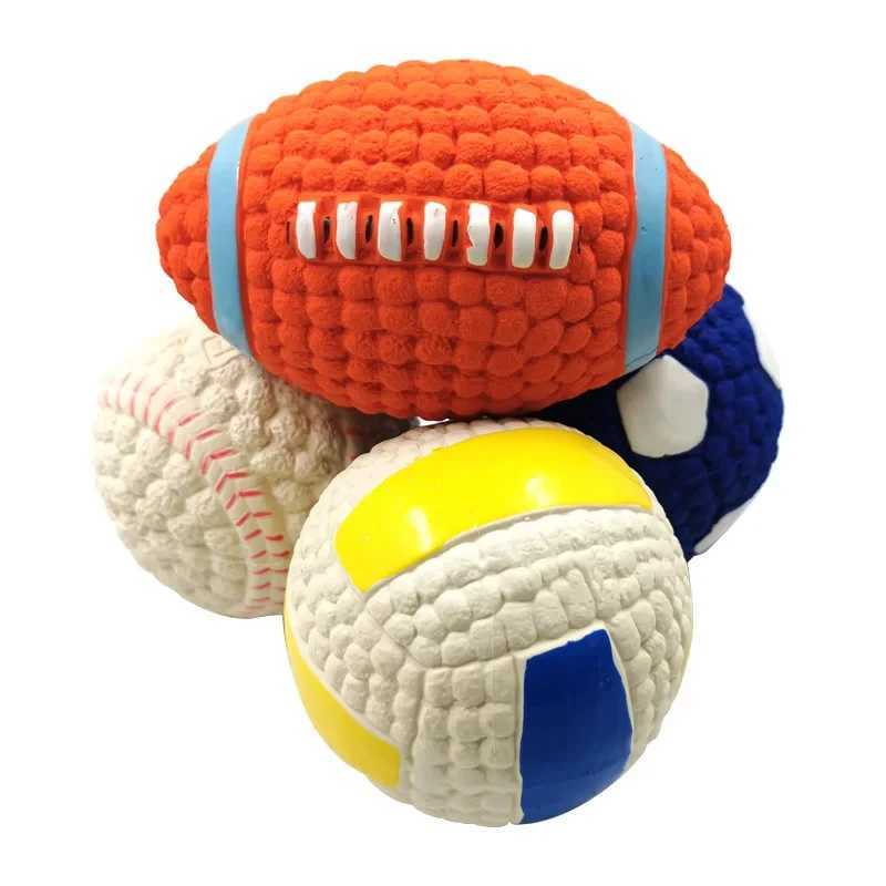 High Quality Soft pet ball squeeze for small and large dogs rugby tennis volleyball basketball latex teeth cleaning training toys T2504012
