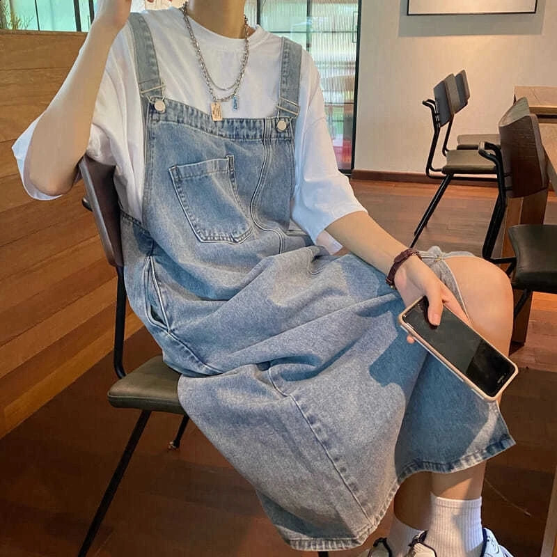 Spring Summer Denim Overall Dress Women Sleeveless Jeans Dresses Fashion Female Solid Slip Casual Loose Spaghetti Strap Dresses 250411
