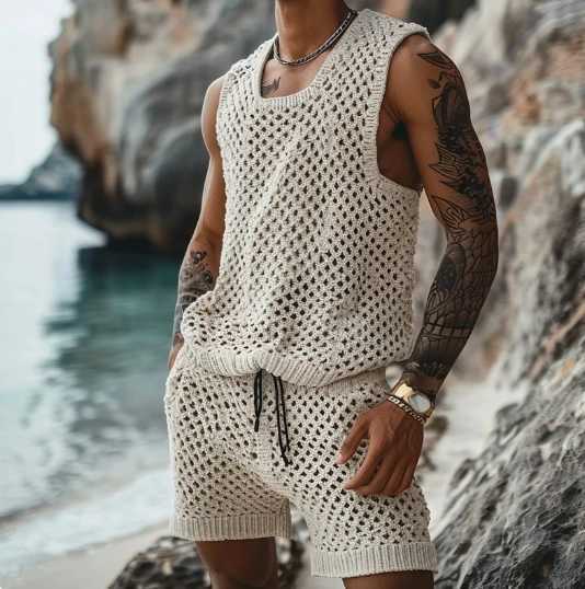 2015 Spring/Summer New Casual Vertical Stripe Set Collar Fit Short Sleeve Button Shirt Wool Blended ShortsXJ250412