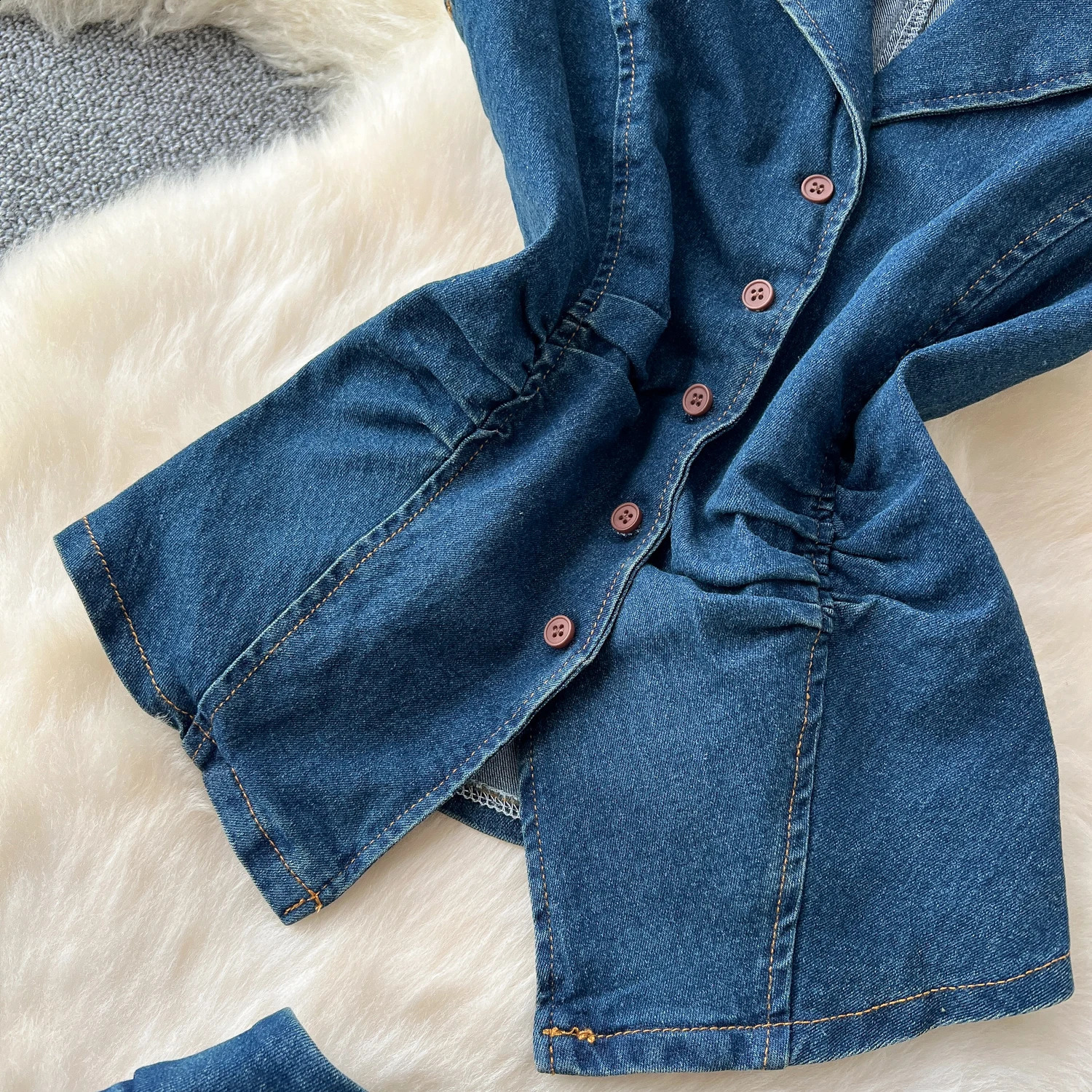 Denim 2 Piece Sets Woman Turn Down Collar Sleeveless Single Breasted Tops High Waist Pleated Skirt Summer 2025 Sweet Suit 250411