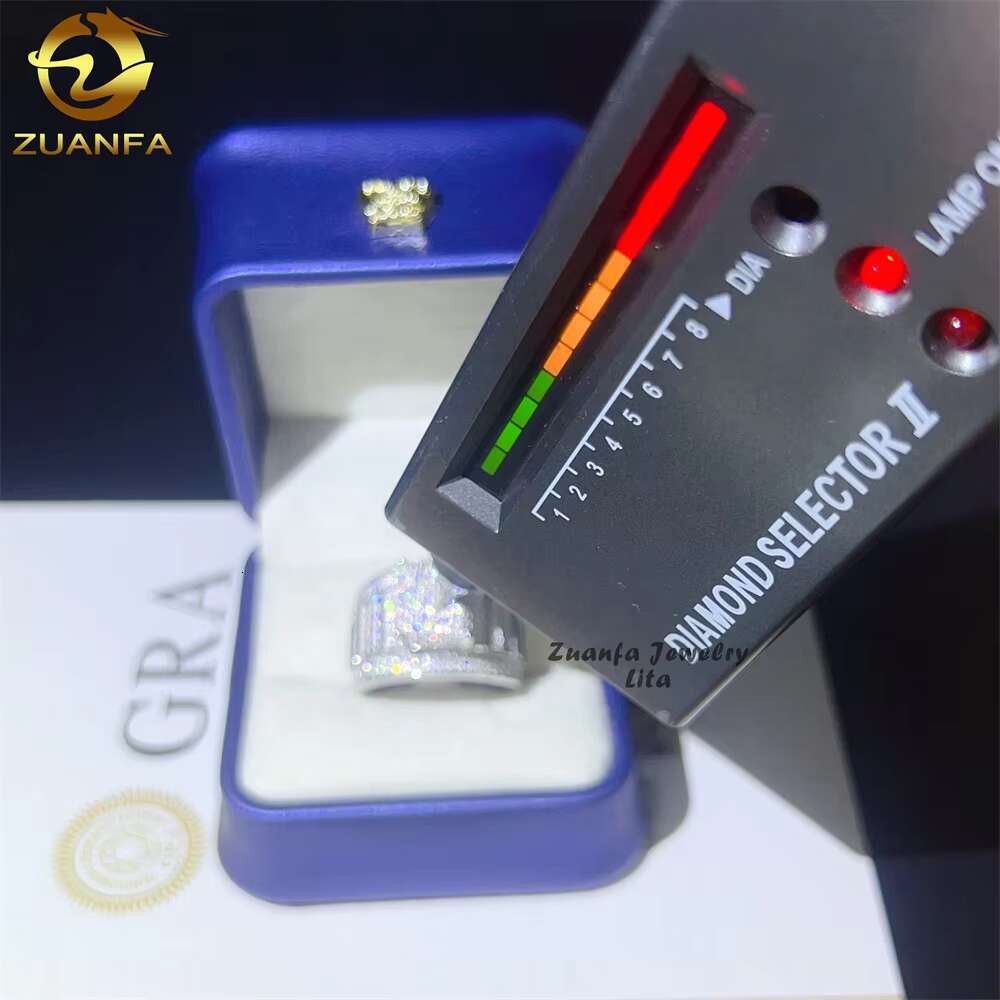 Hip Hop Fashion Iced Out Vvs Moissanite Engagement 925 Sterling Silver Men Diamond Ring
