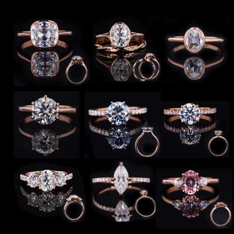 Starsgem 14k Yellow Gold Solid Gold Oec Old European Cut Moissanite Engagement Ring