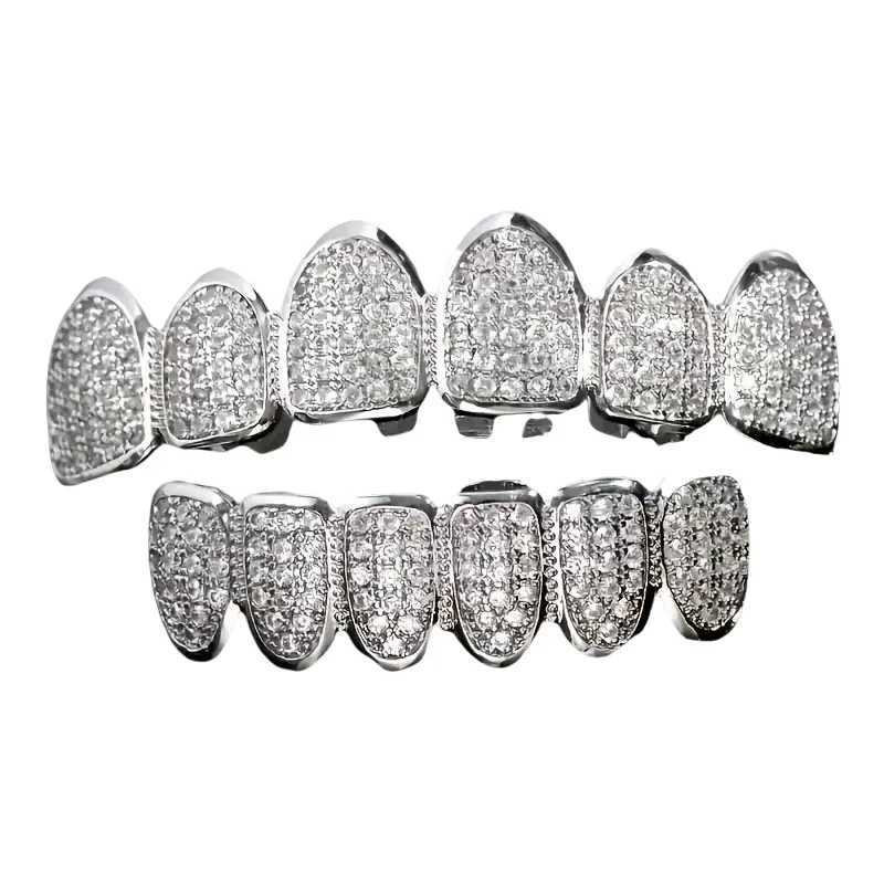 1 piece of Halloween ice cube zirconia tooth grill for men top and bottom tooth grill set rapper body jewelry hip-hop Gif W250412