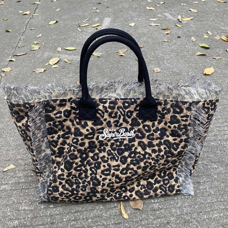Casual Canvas Leopard Print Tote Bags For Women Designer Handbag Purses 2025 New In Tassel Letter Underarm Cloth Shoulder