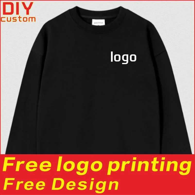 POD customization Cotton pullover hoodie long sleeved spring and autumn T-shirt round neck hoodie jacket custom printed embroideryT251112