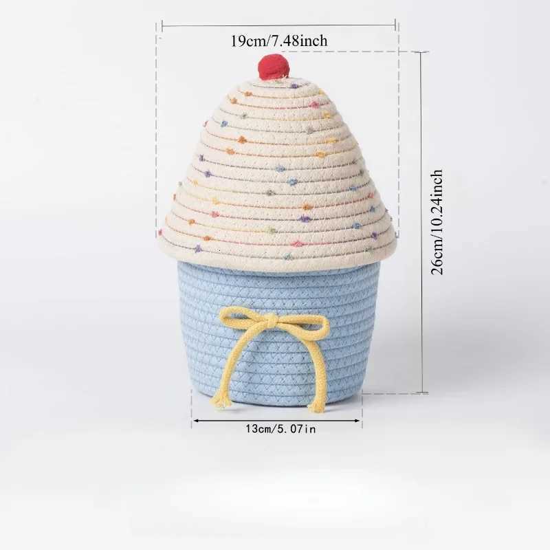 Cute covered small house with cotton thread storage basket he miscellaneous storage box desktop coffee table storage basket Y251112