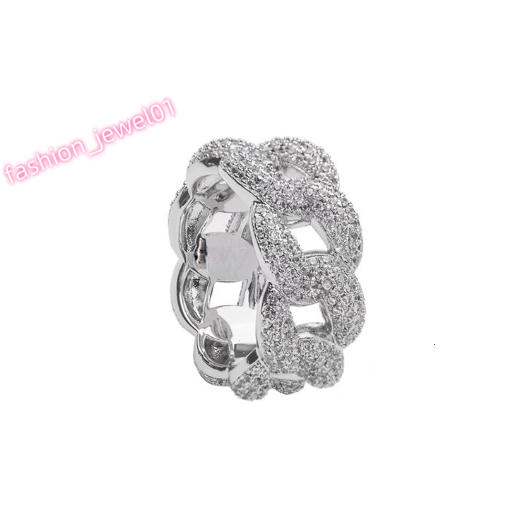 Customized Luxury Mens Ring Silver with Bright Moissanite Stone Hiphop Ring Cuban Moissanite Rings