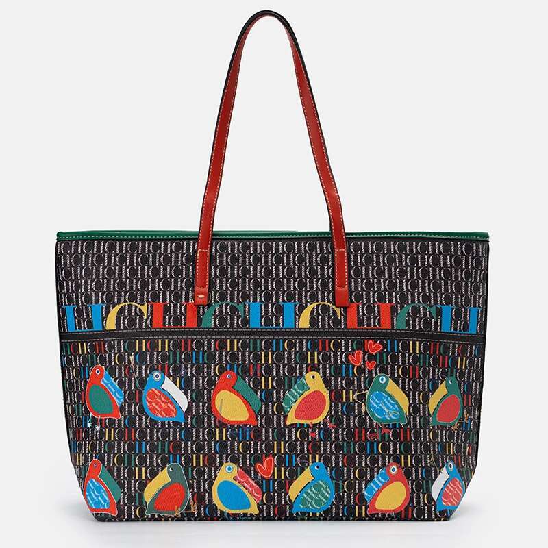 CH Shoulder Bag Ladies Cartoon Pattern Large Capacity Niche Brand Casual Fashion Handheld Can Load Shopping Daily Commuting