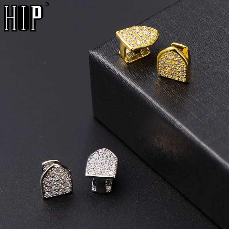 Hip Hop 2 Iced Out CapsTeeth Grillz cubic zirconia Micro Pave mens and womens jewelry gifts top and bottom charm grill W250412