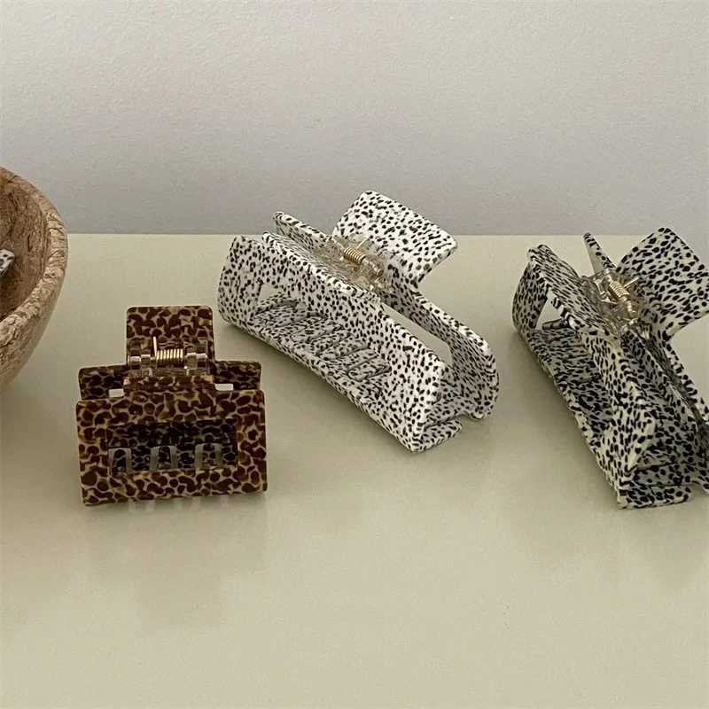 Acetic acid hair clip leopard print spot square dot geometric shark clip grab clip female hair accessory Y2504012