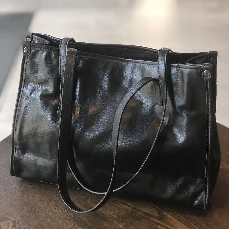 Genuine Leather Tote Bag Women Autumn Winter 2025 New Fashion Large Capacity Commuter Real Cowhide Shoulder Bags