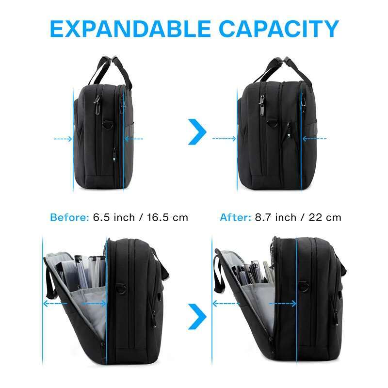 BAGSMART 17.3 Inch Expandable Men Women Computer Briefcase Laptop Shoulder Bag For Business Work Travel