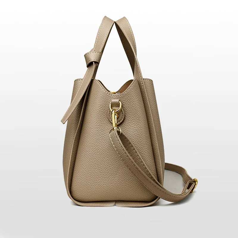 Versatile Bucket Shoulder Bag for Women Luxury Designer PU Leather Messenger Cross Body Bag for Women Casual Solid Color Wallet HandbagXJ250412