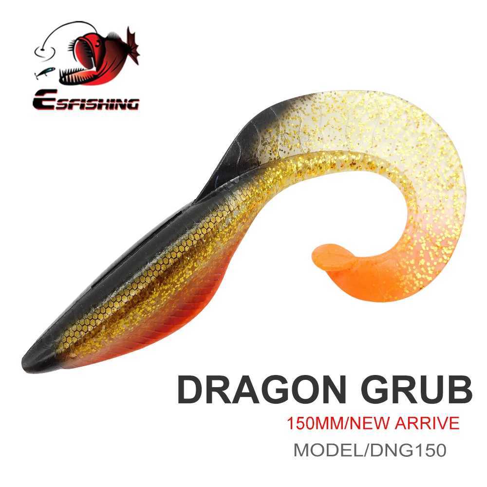 ESFISHING NEW Big Soft Baits Dragon Grub 150mm Silicone Wiggling Tail Pike Pesca scented Isca Artificial Fishing lure Z250411