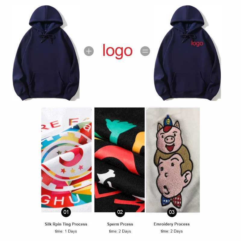 POD customization 10 Color High-Quality Sweater shirt Custom Printed Personal Group Brand Embroidery Men and Women thick Cotton Hoodie fleeceT251112