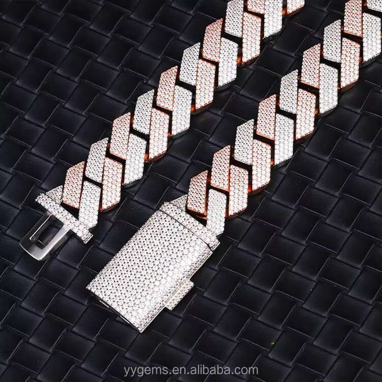 Yy New Arrived 20mm 4 Rows Cuban Link Chian Moissanite Pass Diamond Tester 925 Silver Fine Jewelry Necklaces for Men