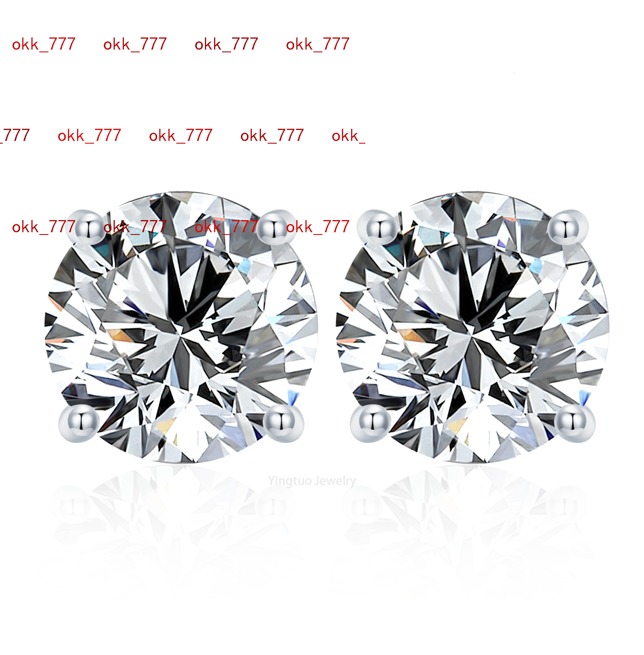 Good Price 18K Four Claws Silver Stud Ladies Round Brilliant Cut Moissanite Earrings S925 3mm/4mm/5mm Moissanite Jewelry
