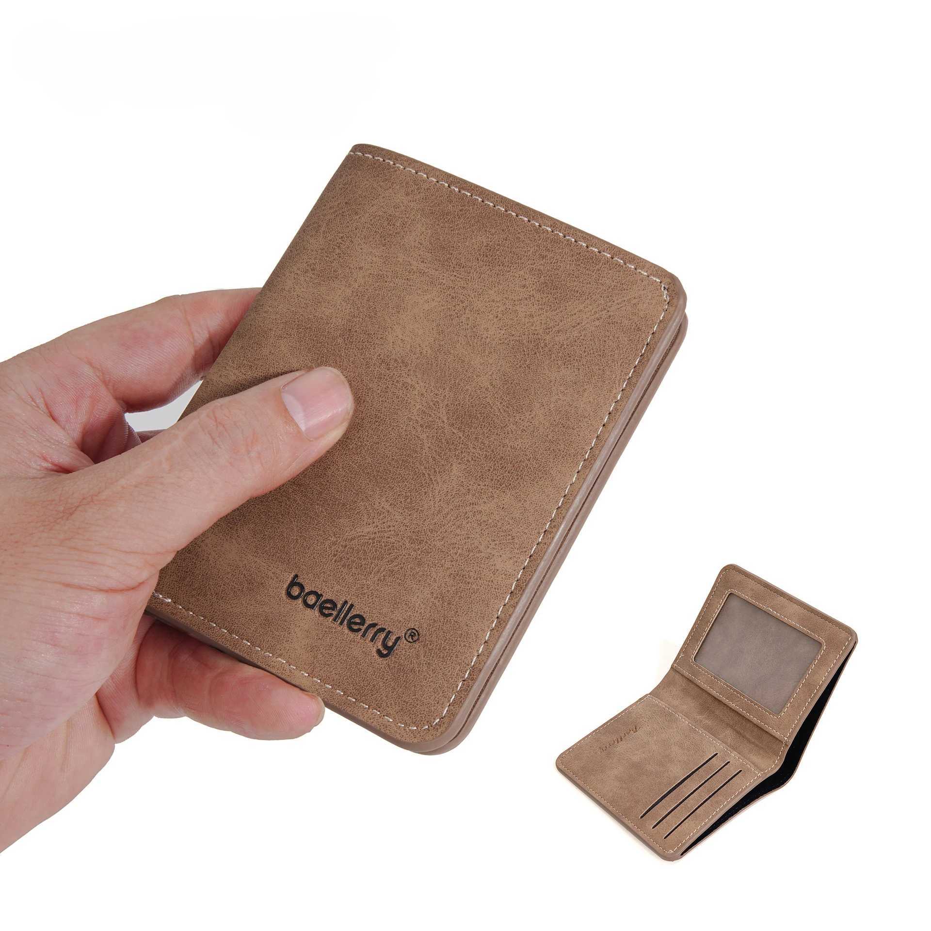 Thin sand leather multi card driver license card holder simple leisure new business multifunctional double folding mens short wallet Z250411-1