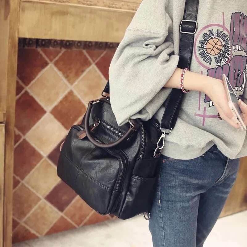 MOTAORA 2025 New Handbag Multifunction Leather Flap Ladies Vintage Casual Backpack For Women Small Shoulder Bag Female