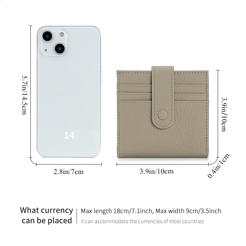 Genuine leather womens RFID blocking ultra-thin mini short wallet womens double fold wallet with 9 card slots and 1 coin pocket 250411