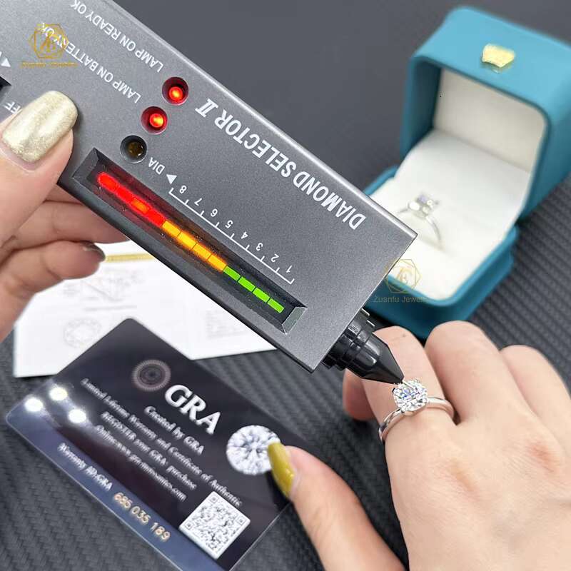 Fine Rings 5mm 8mm 4 Prong Setting D VVS Moissanite Silver Ring Romantic Style Rhodium Plated Jewelry