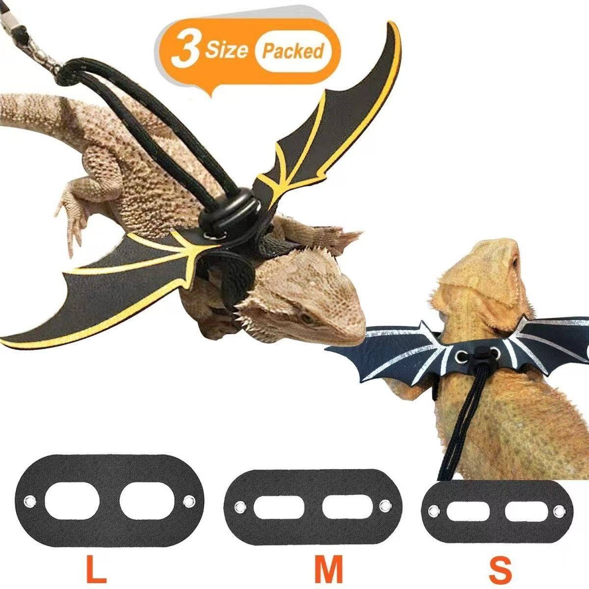 Set of three: Little crocodile lizard costume for outings, devilish attire, leash with wings, and climbing pet crocodile outfit.