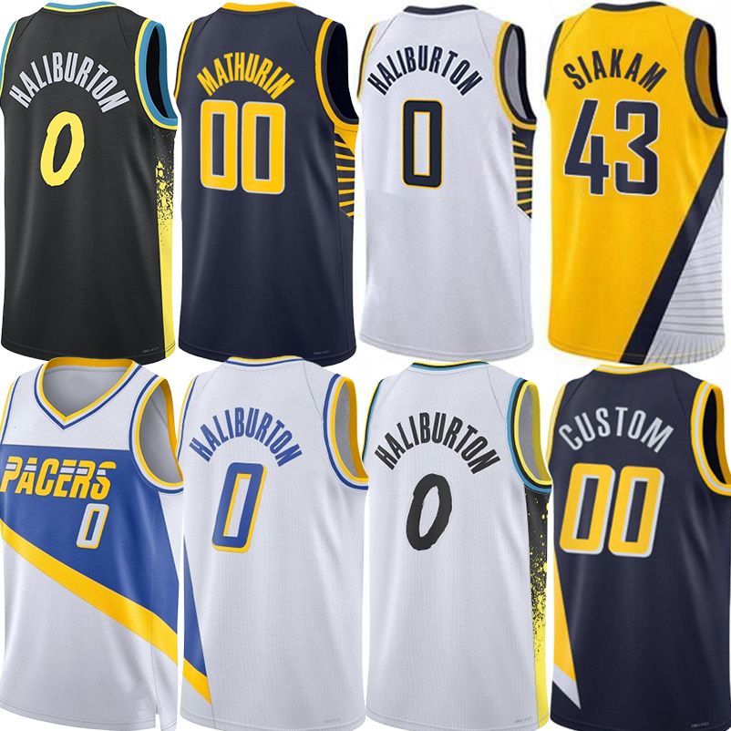 25 26 Tyrese Haliburton Pacer Basketball Jerseys Pascal Siakam Andrew Nembhard Ivica Zubac Jay Huff Obi Toppin Aaron Nesmith TJ McConnell retro Custom City Jersey