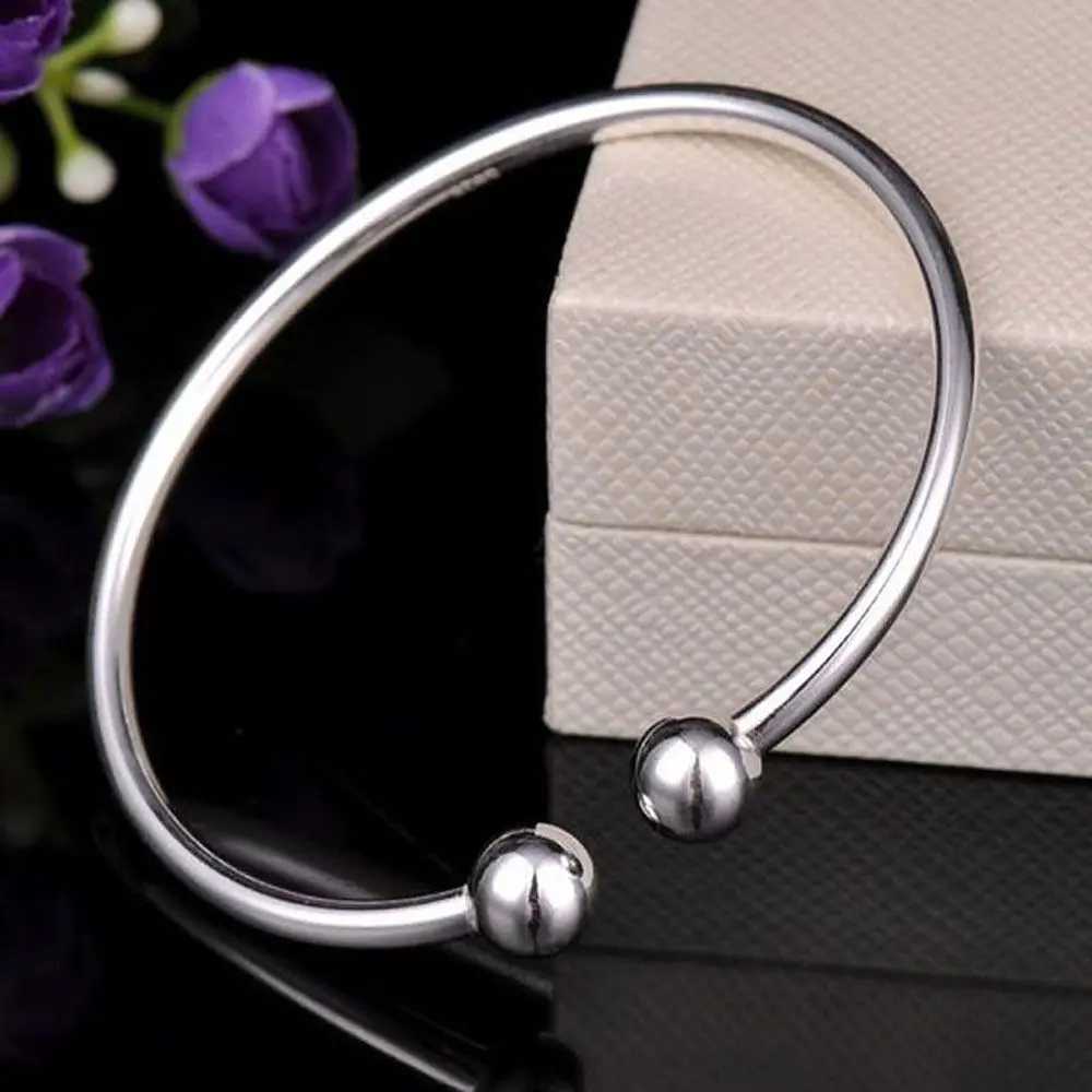 1pc Smooth Solid Bead Bracelet Cufflinks Bangles For Women Man Wedding Engagement Party JewelryC250411